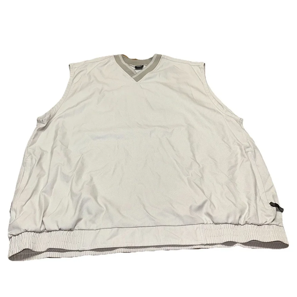 Nike‎ Golf Beige Pullover Vest Nylon Windbreaker Zip Up Pockets Men's XXL 2XL